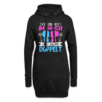 Werdende Mama 2024 Es krabbelt im Bauch doppelt - Hoodie-Kleid - Schwarz - Vorne