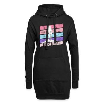 Bergsteigerin klettern Bergkraxlerin Wandern Berge - Hoodie-Kleid - Schwarz - Vorne