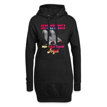 Graupapageien Ja, bei mir piept´s Vogelliebhaber - Hoodie-Kleid - Schwarz - Vorne