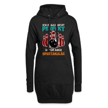 Bowling Ich Bowle nicht Perfekt aber Spektakulär - Hoodie-Kleid - Schwarz - Vorne