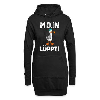 Moin Löppt! Möwen Vogelliebhaber Morgen Möwe - Hoodie-Kleid - Schwarz - Vorne