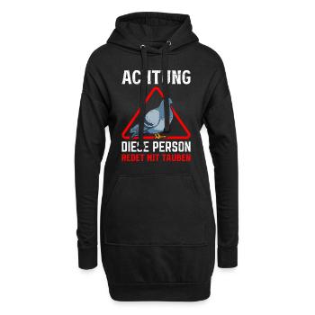 Achtung Diese Person redet mit Tauben Taubenhalter - Hoodie-Kleid - Schwarz - Vorne