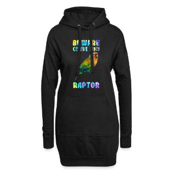 Lovebird Beware of the Tiny Raptor Liebesvögel - Hoodie-Kleid - Schwarz - Vorne