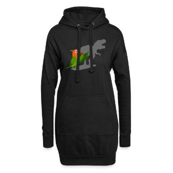 Oiseau d’amour Dinosaure Inséparables Amoureux des oiseaux - Sweat-shirt à capuche long Femme - noir - Devant