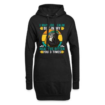 Ara Perroquet J’ai peut-être l’air calme mais dans ma tête Ara - Sweat-shirt à capuche long Femme - noir - Devant