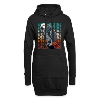 Perroquets gris Maman Africain Maman Gris Maman Perroquet - Sweat-shirt à capuche long Femme - noir - Devant