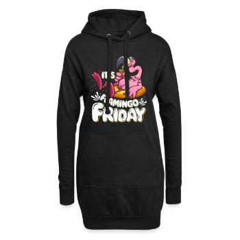 Flamants roses C’est Flamingo Friday Flamingo Party - Sweat-shirt à capuche long Femme - noir - Devant