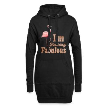 Flamants roses Je suis en train de floquer de fabuleuses femmes flamants roses - Sweat-shirt à capuche long Femme - noir - Devant