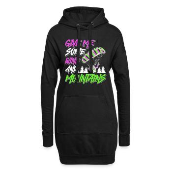 Les parapentes me donnent du vent et des montagnes - Sweat-shirt à capuche long Femme - noir - Devant