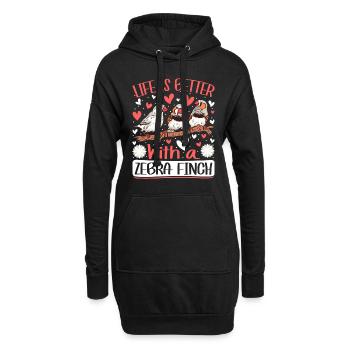 Life is better with a Zebra Finch Vogelfreund - Hoodie-Kleid - Schwarz - Vorne
