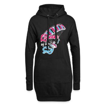 Gleitschirmflieger Frauen Queen of the Sky - Hoodie-Kleid - Schwarz - Vorne