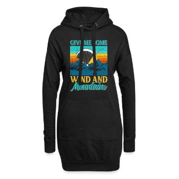 Vol en parapente thermique Donnez-moi le vent et les montagnes - Sweat-shirt à capuche long Femme - noir - Devant