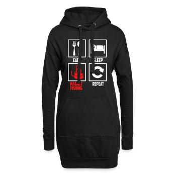 Essen Schlafen Magnetfischen Wiederholen - Hoodie-Kleid - Schwarz - Vorne
