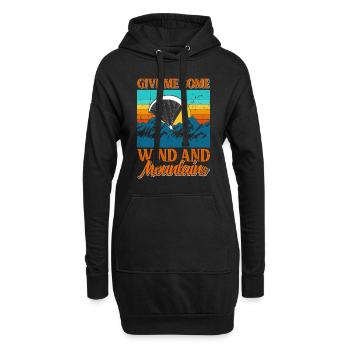 Vol en parapente thermique Donnez-moi le vent et les montagnes - Sweat-shirt à capuche long Femme - noir - Devant