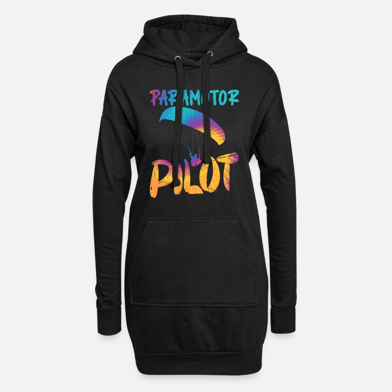 Paramotor Pilot Gleitschirmflieger Shirt - Hoodie-Kleid - Schwarz
