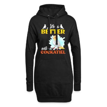 La vie est meilleure avec un Cockatiel Vogelfreund - Sweat-shirt à capuche long Femme - noir - Devant