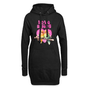Les tourtereaux LOVE Bird Love Birds Lovebird - Sweat-shirt à capuche long Femme - noir - Devant