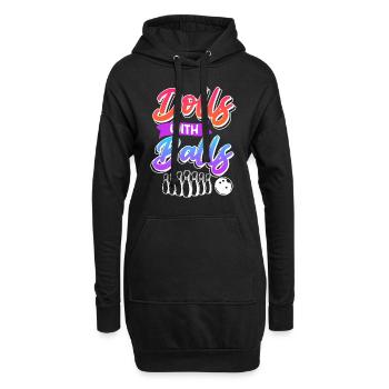 Bowlingspieler Frauen Dolls with Balls - Hoodie-Kleid - Schwarz - Vorne