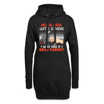 Perroquet gris Ne jouez jamais avec un homme - Sweat-shirt à capuche long Femme - noir - Devant