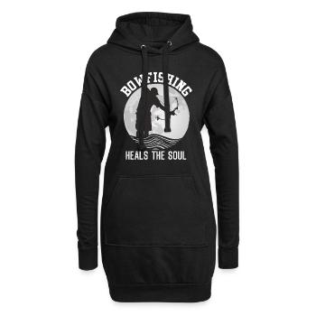 Bowfishing Heals the Soul Bogenfischen - Hoodie-Kleid - Schwarz - Vorne