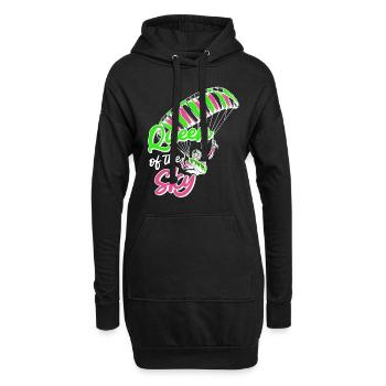Gleitschirmflieger Frauen Queen of the Sky - Hoodie-Kleid - Schwarz - Vorne