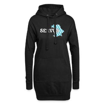 Servus Bayern Boarisches Shirt Bayerische Fahne - Hoodie-Kleid - Schwarz - Vorne