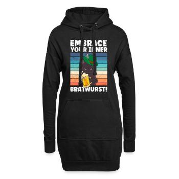 Allemagne Fan de bière Montrez votre saucisse intérieure - Sweat-shirt à capuche long Femme - noir - Devant