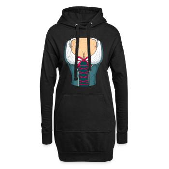 Dirndl Bayerisch Trachten Shirt - Hoodie-Kleid - Schwarz - Vorne