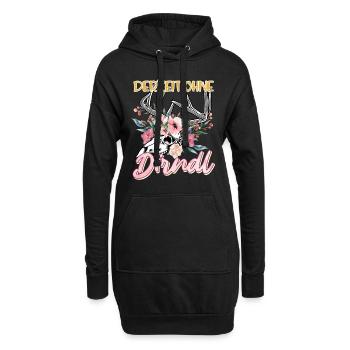 Trachten Shirt Frauen Derzeit ohne Dirndl - Hoodie-Kleid - Schwarz - Vorne