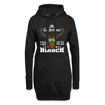Mei Lederhosn Trogt no da Hirsch Bayerisches Shirt - Hoodie-Kleid - Schwarz - Vorne