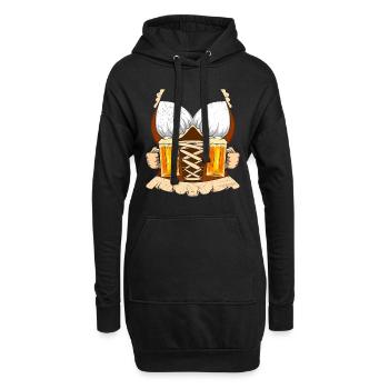 Bierliebhaber Frauen Dirndl Shirt Frau - Hoodie-Kleid - Schwarz - Vorne