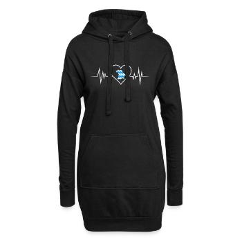Bayern Herzklopfen Flagge Bayerisch Weiß Blau - Hoodie-Kleid - Schwarz - Vorne