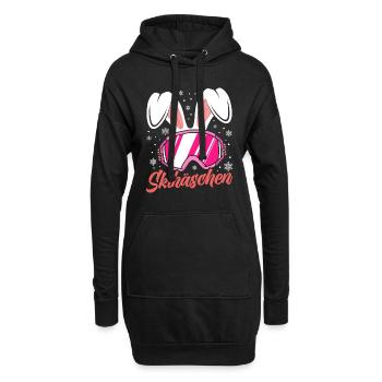 Skihäschen rosa Skibrille Apres-Ski Party - Hoodie-Kleid - Schwarz - Vorne