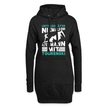 Skitouren Unterschätze Nie einen Alten Mann - Hoodie-Kleid - Schwarz - Vorne
