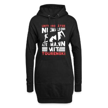 Skitouren Unterschätze Nie einen Alten Mann - Hoodie-Kleid - Schwarz - Vorne