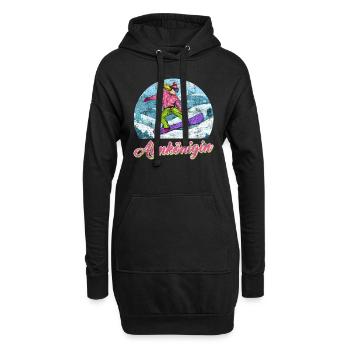 Snowboarderin Almkönigin Snowboarder Frauen - Hoodie-Kleid - Schwarz - Vorne