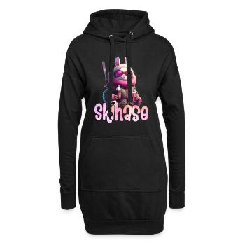 Skihase Cool Skifahren Frauen Apres Party - Hoodie-Kleid - Schwarz - Vorne