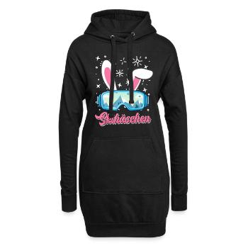 Skihäschen Apres Ski Party Outfit Hasenohren - Hoodie-Kleid - Schwarz - Vorne