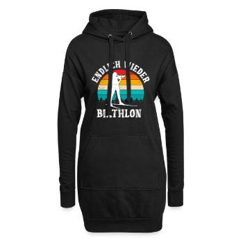 Wintersport Skilaufen Endlich wieder Biathlon - Hoodie-Kleid - Schwarz - Vorne