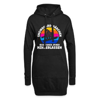 Snowboard Mädchen Blick Fangen Spuren hinterlassen - Hoodie-Kleid - Schwarz - Vorne