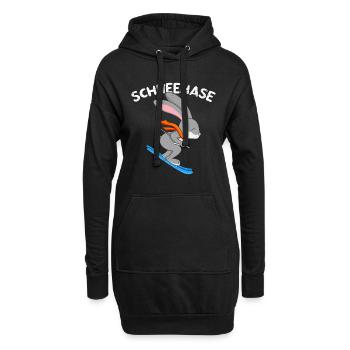 Schneehase Apres Party Skihasen Skihaserl - Hoodie-Kleid - Schwarz - Vorne