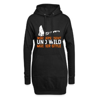 Musher Style Windgepeitscht und Wild Mushing - Hoodie-Kleid - Schwarz - Vorne