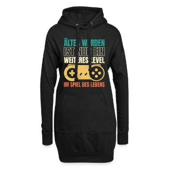 Gamer Älter Werden ist nur ein Weiteres Level - Hoodie-Kleid - Schwarz - Vorne