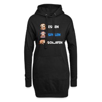 Video Spieler Essen Spielen Schlafen Gaming - Hoodie-Kleid - Schwarz - Vorne