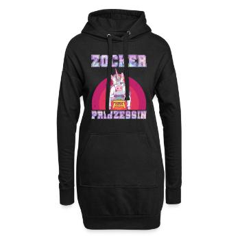 Videospiele Frauen Zocker Prinzessin Einhorn - Hoodie-Kleid - Schwarz - Vorne