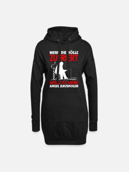 Eisfischen Wenn die Hölle Zufriert Eis Angler - Hoodie-Kleid - Schwarz