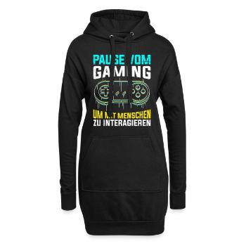 Video Spieler Pause vom Gaming Controller Video - Hoodie-Kleid - Schwarz - Vorne