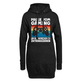 Video Spieler Pause vom Gaming Controller Video - Hoodie-Kleid - Schwarz - Vorne