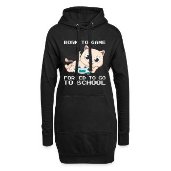 Gaming Katze Forced to Go to School Video Gamer - Hoodie-Kleid - Schwarz - Vorne