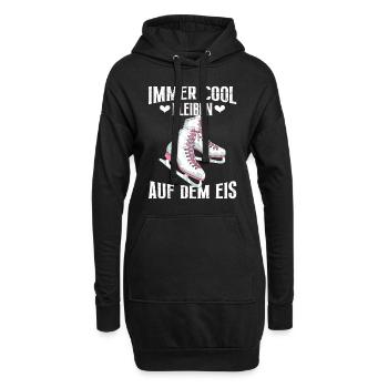 Eisläuferin Immer Cool Bleiben auf dem Eis - Hoodie-Kleid - Schwarz - Vorne